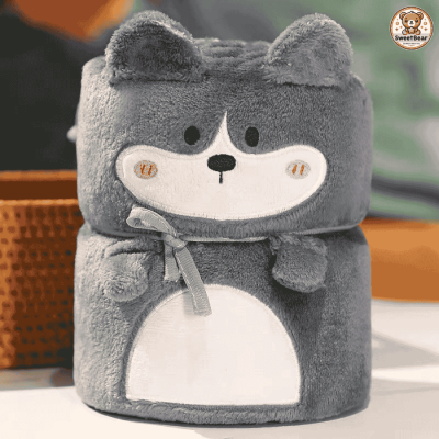 Chăn mền gấu bông thú husky